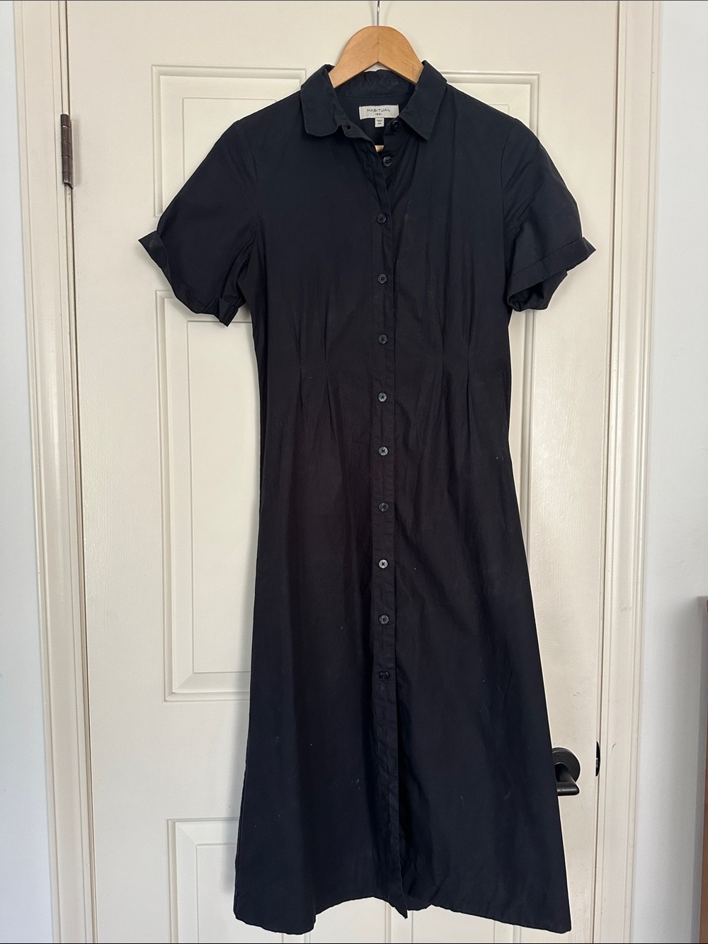 Habitual Black Button-Front Midi Shirt Dress